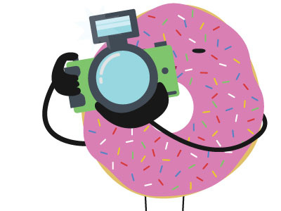 Donut Photos camera character food guy illustration