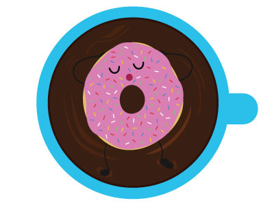 Coffee Break character coffee donut food guy illustration