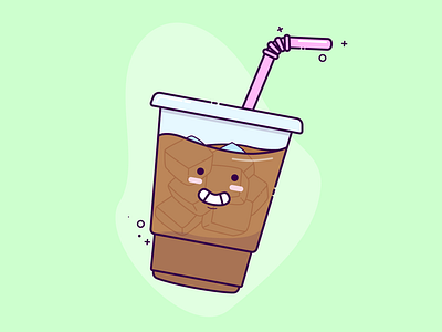 Kawaii Iced Coffee coffee coffee cup cute cute art drink happy iced coffee illustrator kawaii vector