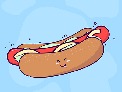 Hotdog character chicago cubs chicago dog cute design eating food happy hotdog illustration kawai kawaii meat vector