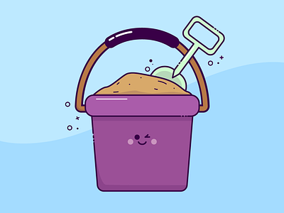 Bucket bucket character design happy illustration kawai kawaii sand summer summertime
