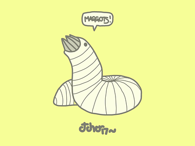 The Maggots ctcher illustration maggots worms yellow