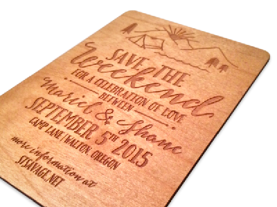 Save the Weekend laser cut layout save the date typography wedding wood