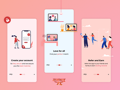 Gathbandhan (A matrimonial platform) android app design illustration ios mobile onboarding screen ui ux