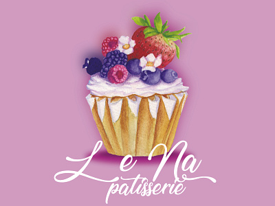 LeNa Patisserie Sweet Delight aquarelle artwork bakery branding cake cupcake delight design dessert food illustration logo muffin painting patisserie sweet watercolor