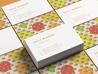 Sally's Smoothies Call card brand identity branding mockup