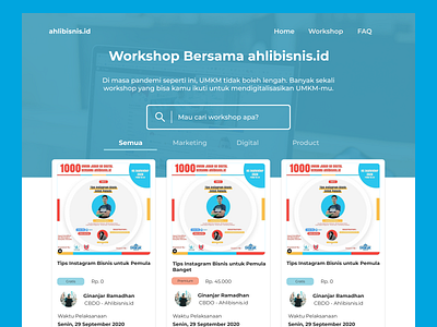 Workshop Page - ahlibisnis.id design seminar web design webinar website workshop
