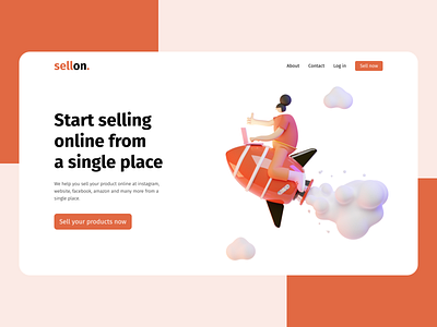 Sellon. clean ui hero section illustration online store selling ui design uidesign uiux