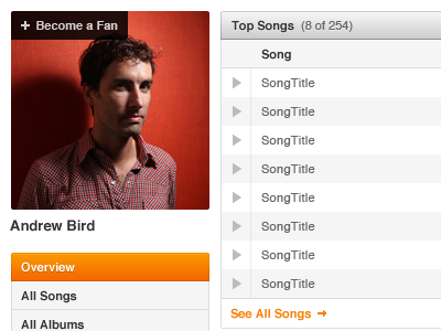 Artist Profile Sidebar artist profile grooveshark sidebar