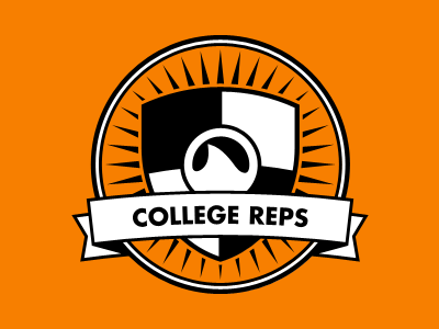 Grooveshark College Reps black burst circle college grooveshark logo orange ribbon seal shield white