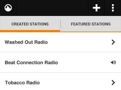 Grooveshark Radio App - Stations android app black create grooveshark list orange radio stations tabs white