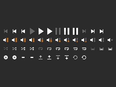 Player Icons close crossfade grooveshark icons loop mute next open pause play player previous refresh repeat scrubber shuffle volume