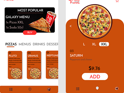 Pizza Planet adobexd design figma frontend invision logo mobileapp ui ux web website