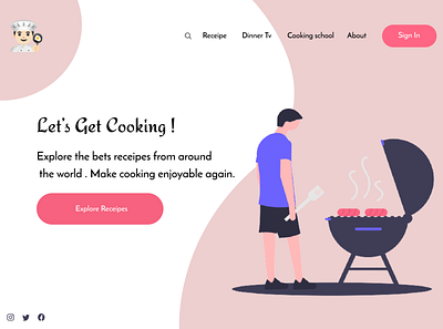 Cook Receipe - Web UI / UX adobexd design figma frontend invision protopie ui undraw ux web website