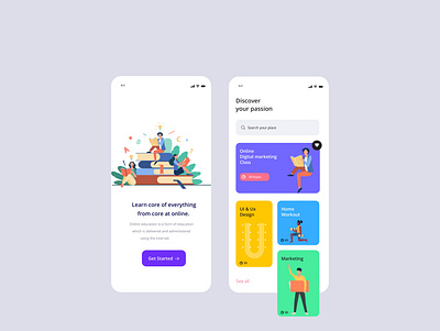Online Learning App app design clean educational learn learning ui simple ui ui