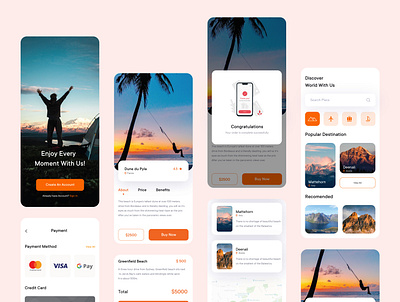 Travelling Mobile App app design clean illustration minimal mobile ui mobile uiux simple tour tourism tourist tours travel travel agency travel ui travelling ui ui uiux