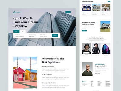 Homevy-landing-page agency agent architechture design home page interior landing page landing page design property search real estate real estate agent ui uidesign uiux web design website