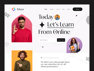 E-learning Landing Page Exploration 2022 trend 3d cleanui course devignedge e learning education educationwebui header hero section landingpage learning online minimal online study onlineeducation study trendy uiux web webdesign