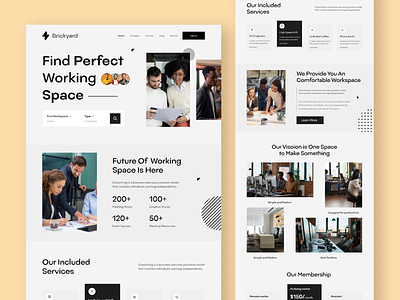 Co-Working Space Website. clean co-working landing page layout minimal office office space typography web website website design white space work working