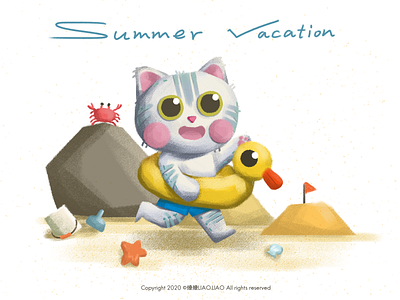 summer vacation cat illustration illustration for children picture book summer vacation