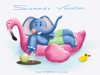 summer vacation elephant illustration picture book summer swim swimming pool typography