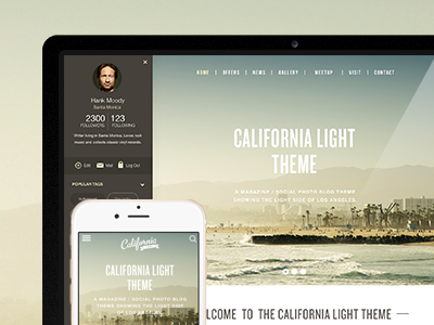 California Light & dark Theme preview concept free free psd free theme freebie interface design psd teaser theme ui web design