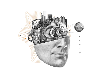 Human Legacy branding collage editorial illustration science