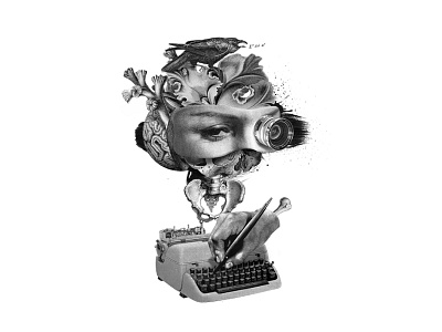 Poemas panks collage editorial face illustration ink portrait surreal