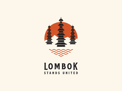 Lombok stands united aid earthquake help indonesia logo lombok love orange sun united vector