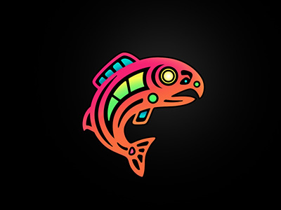 Tlingit Salmon branding character fish graffiti illustration logo neon salmon vector