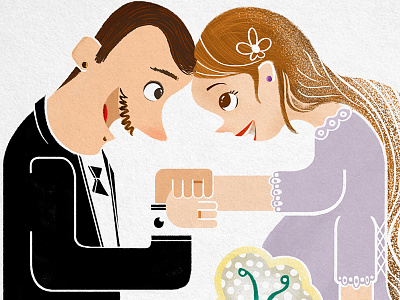 Wedding invite characters illustration invite marriage wedding