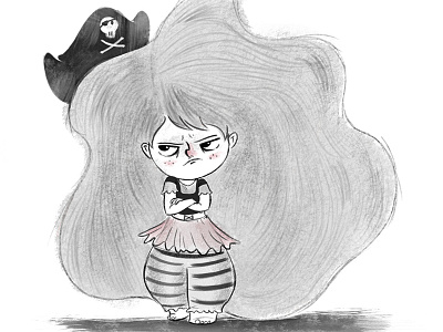 Playing Pirate character character design illustration little girl pirate sketch