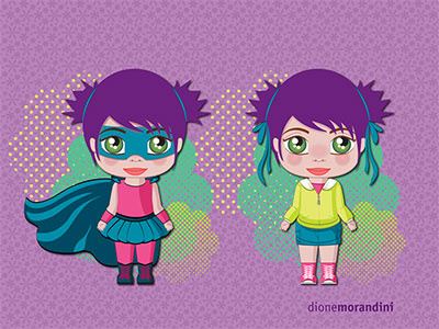 Character study 02 chibi cute girl little girl superheroin