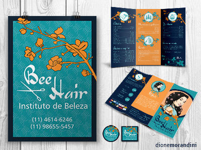 Bee Hair Salon - brochure, poster and magnets