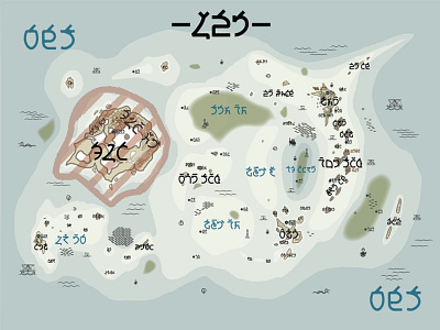 The Map of Neibara art design illustration maps semiotics typography worldbuilding