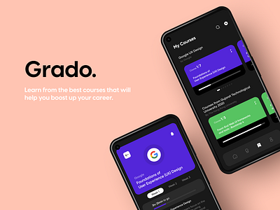 Grado - Learning App design figma minimal ui ux