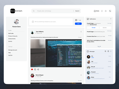 DevsConnect. - Homepage app branding github homepage linkedin logo minimal ui ux webapp