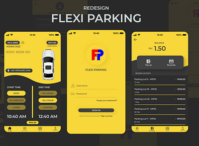 Redesign Flexi Parking App animation app car design parking app typography ui ux