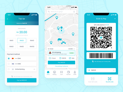 Flexi Parking App Version 2 barcode car mobile app mobile ui parking parking app payment scan top up ui ux