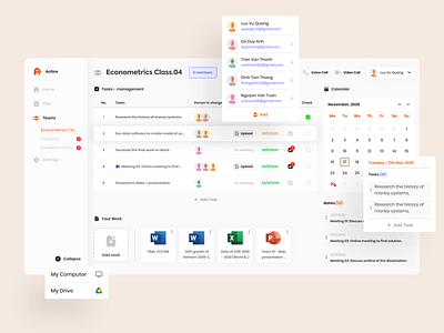 Actice - Teamwork App for Students dashboard task management teamwork