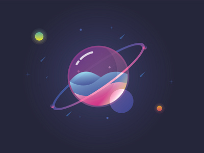 Space adobe illustrator design gradient illustration illustrator planet shooting stars space stars