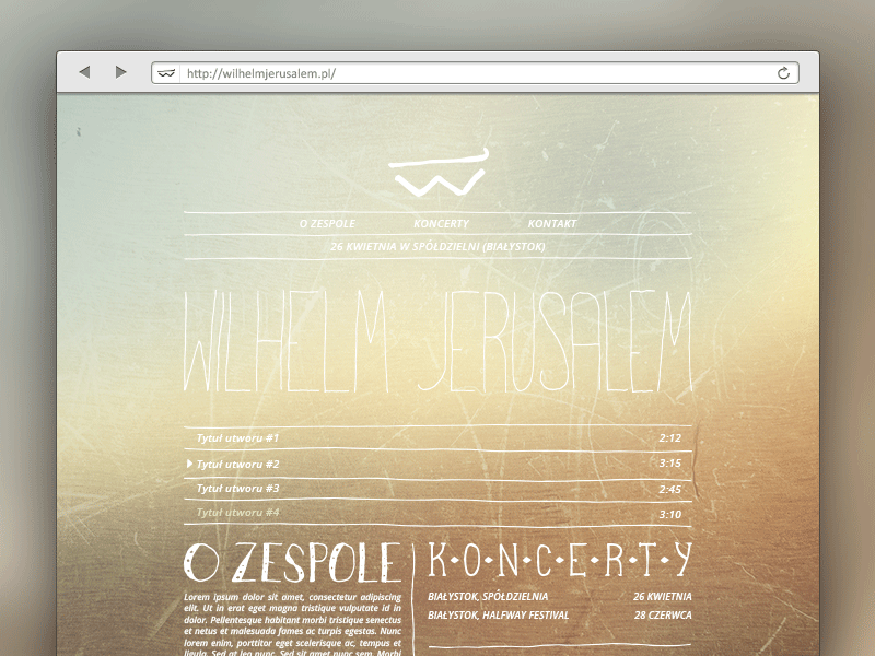 Wilhelm Jerusalem band drawing typography web webpage