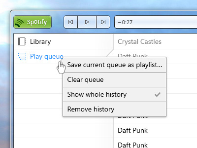 Spotify Redesign (Windows 7): Play queue music player redesign spotify windows windows 7