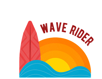 Wave Rider artwork distressed font geometric design illustration soft tribal texture surfboard surfers vintage sun