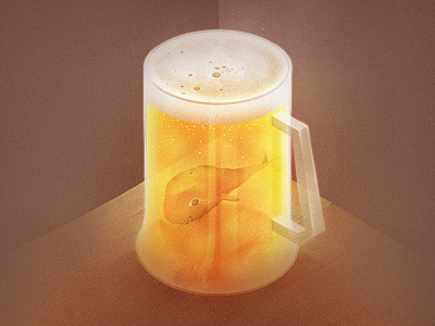 Beer Isometric art beer glass illustration isometric whale yellow