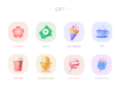 The Gift Icon candy coffee flower gift golden ice cream icon live lollipop mike mints tea
