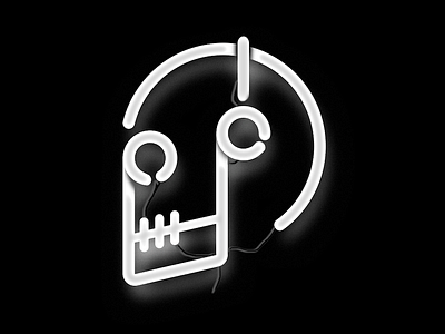 Unused concept for a music app logo music neon note skull