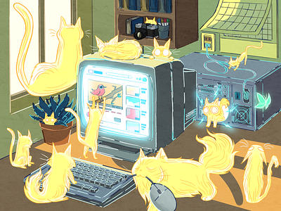 cyber gatos cartoon clipstudiopaint design illustration
