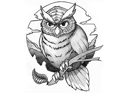 Tattoo design - Owl owl pencil drawing tattoo design