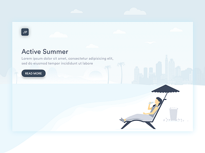 Active Summer beach flat heroimage illustration landingpage summer vector web